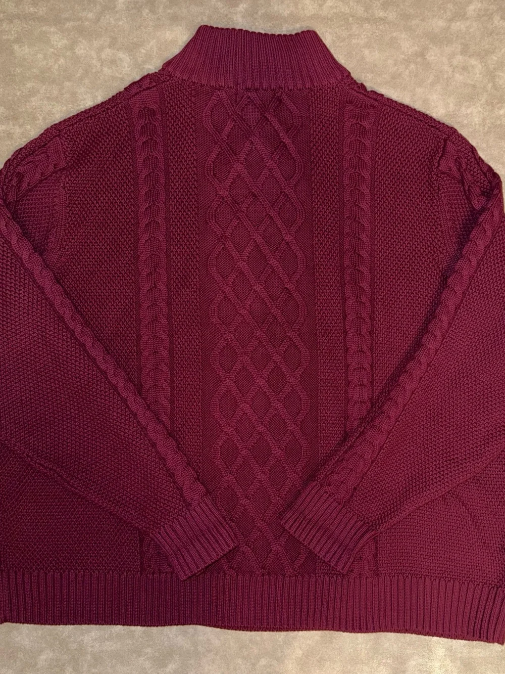 Crown & Ivy 3XL Burgundy Cable Knit 1/4 Zip Sweater
